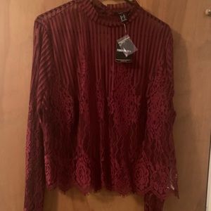 Lace Long Sleeve Crop Top NWT